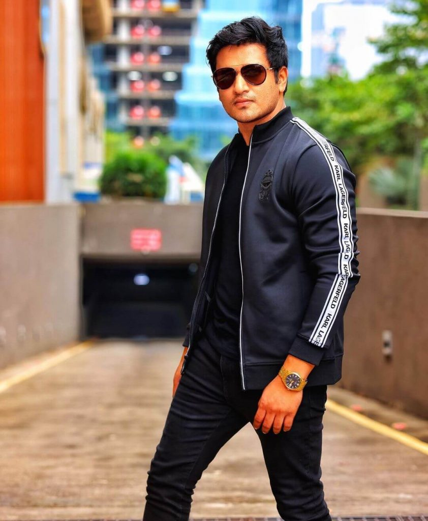 Actor Nikhil Siddhartha stylish look in black jacket