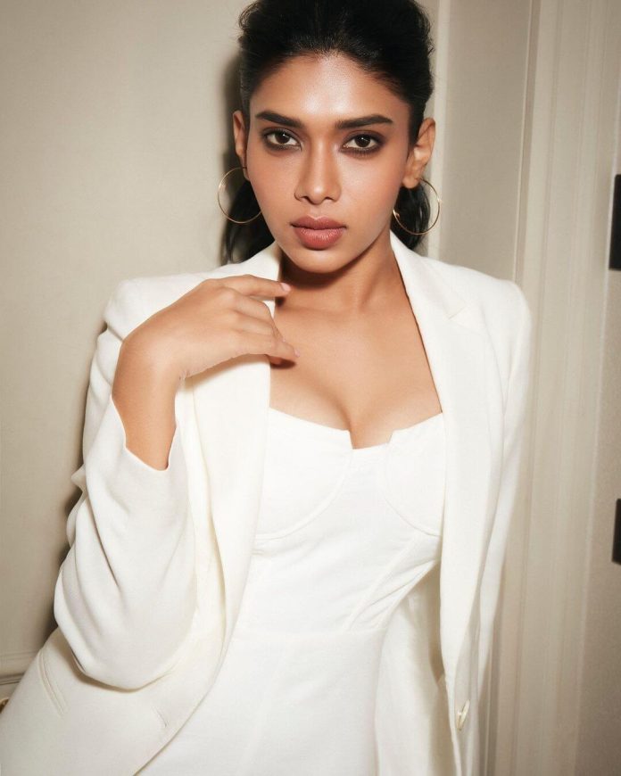 Actress Dushara Vijayan in sexy white outfit