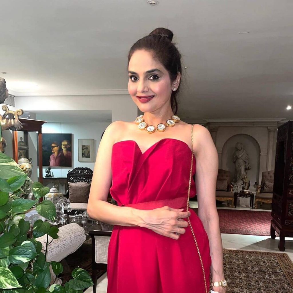 Actress Madhoo Shah in pink outfit