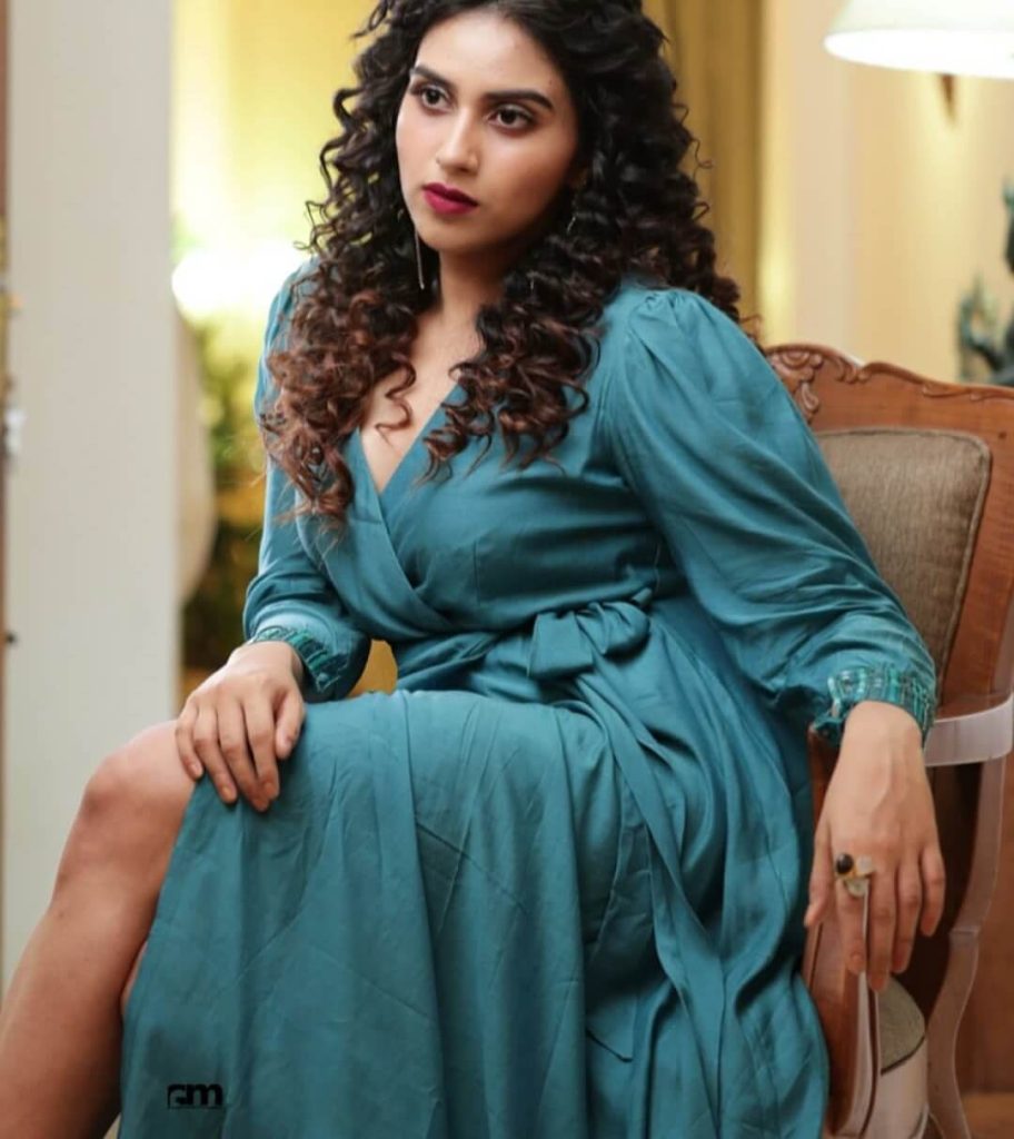 Actress Malavika Jayaram in stylish long dress