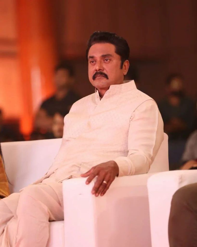 Actor Sarath Kumar in white outfit