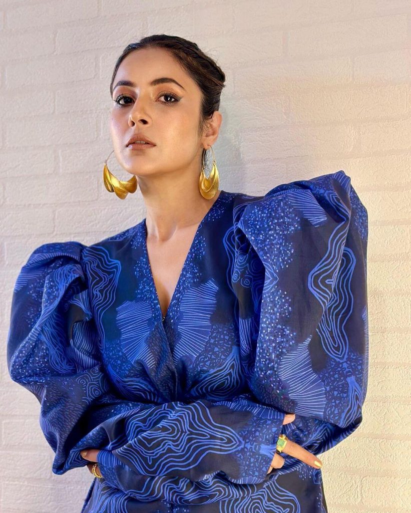 Shehnaaz Gill in blue outfit