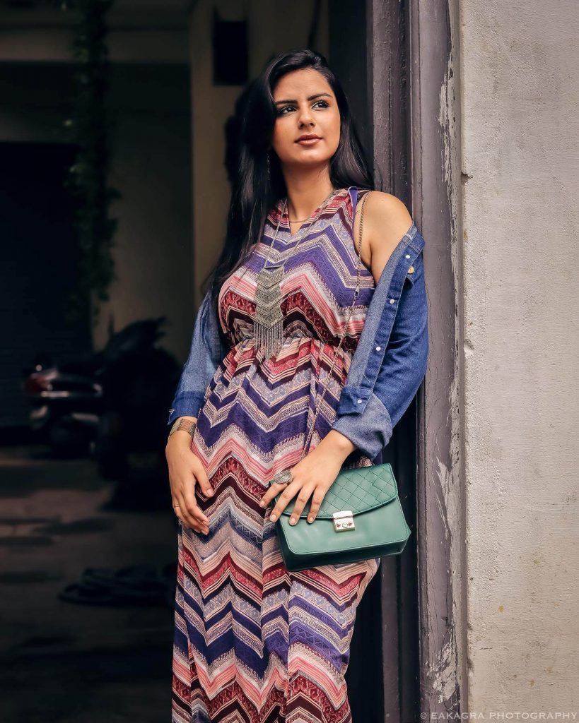Actress Shivika Pathak in stylish sleeveless gown