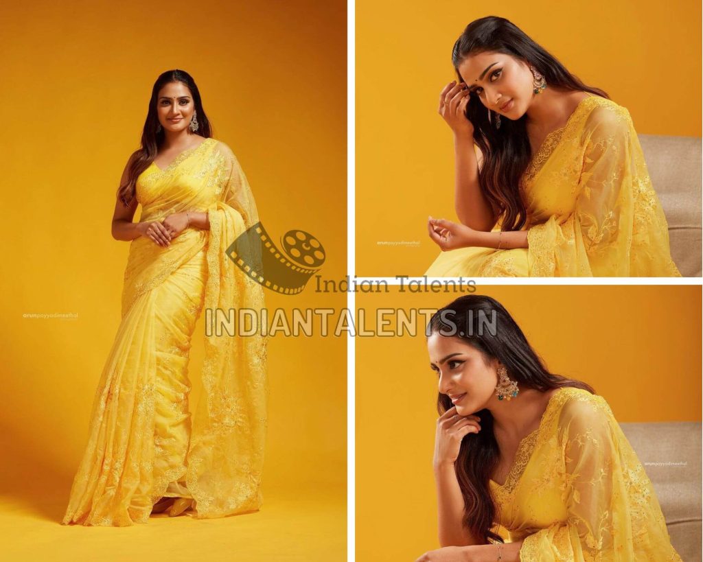 Actress Aditi Ravi’s New Photoshoot in yellow saree