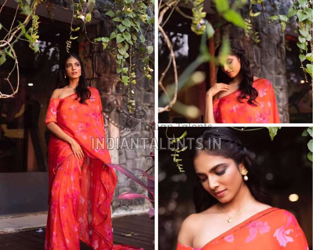 Actress Malavika Mohanan in Dazzling Floral Saree