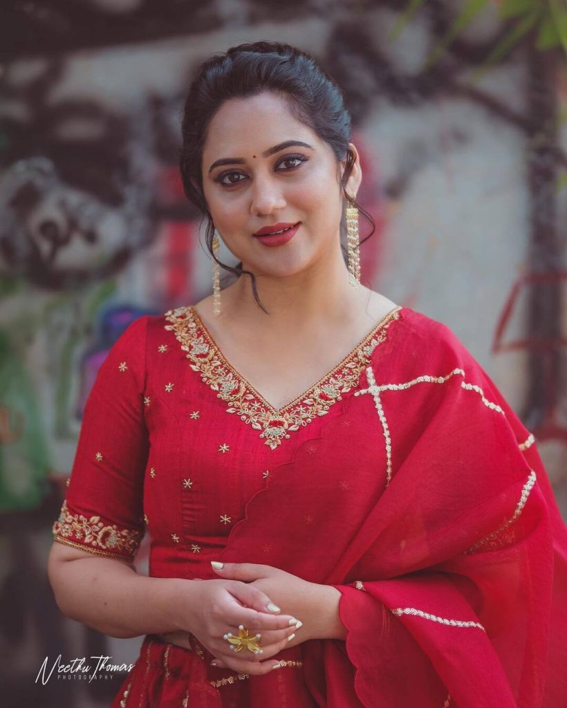 Actress Miya George in Fascinating Red Attire