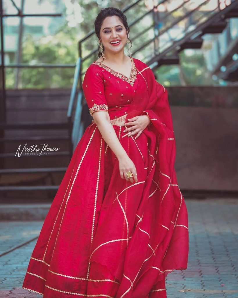 Actress Miya George in Fascinating Red Attire