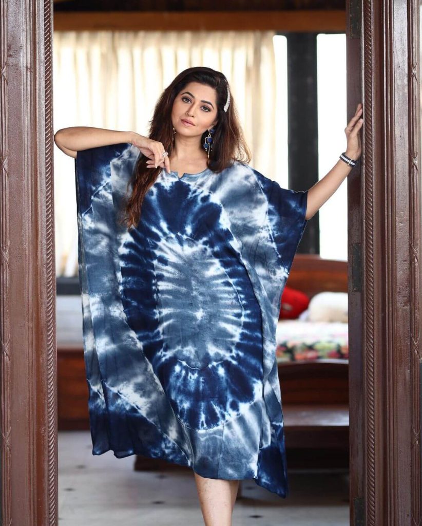 Actress Ridheema Tiwari in a Blue Kaftan Dress