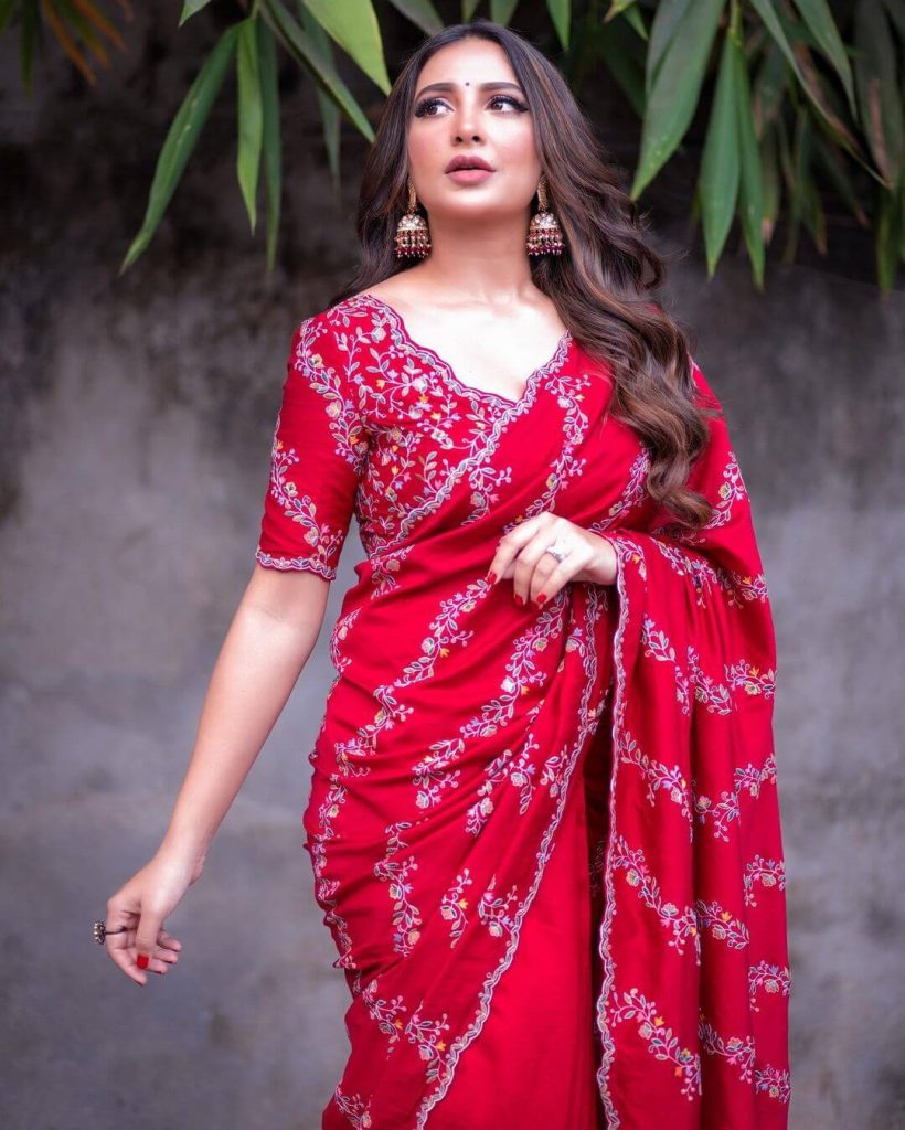 Actress Subhashree Ganguly in Stunning Red Saree