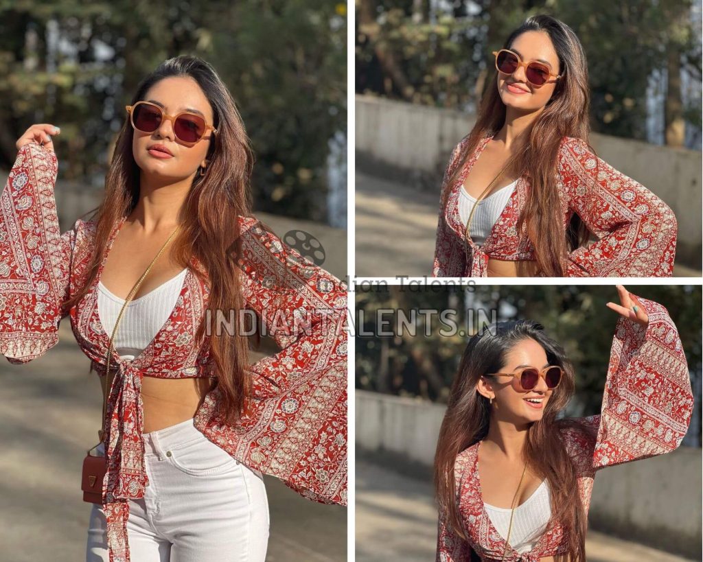Actress Anushka in Boho floral bell-sleeve crop top paired with white jeans