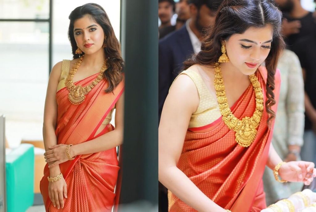 New Photos of Actress Amritha Aiyer in Saree acing traditional style