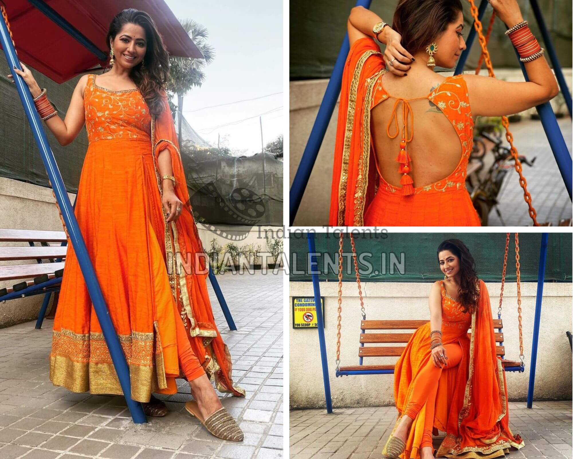 Actress Ridheema Tiwari in an orange attire