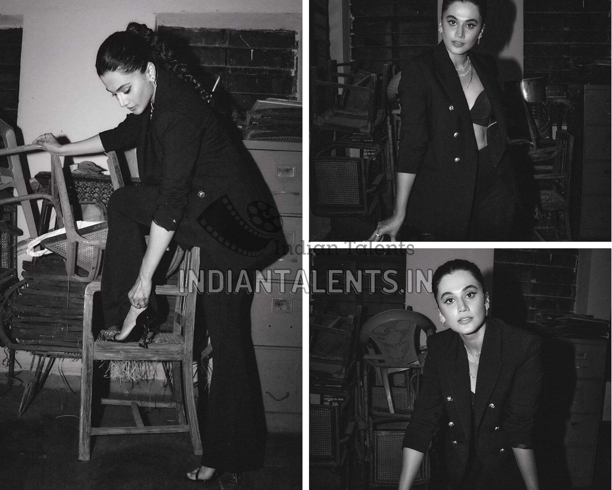 Actress Taapsee Pannu in in black attire