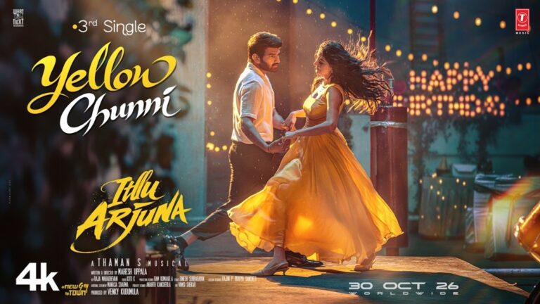 Aniesh and Anaswara Rajan in the official Yellow Chunni song poster from Itllu Arjuna